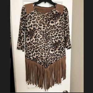 Cheetah Print Fringe Blouse